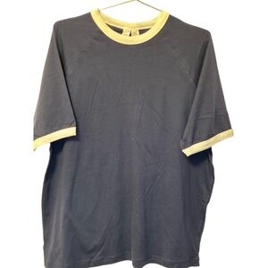 Clique Playlist Tee Large Navy Blue Ringer T-Shirt Raglan Short Sleeve Cotton